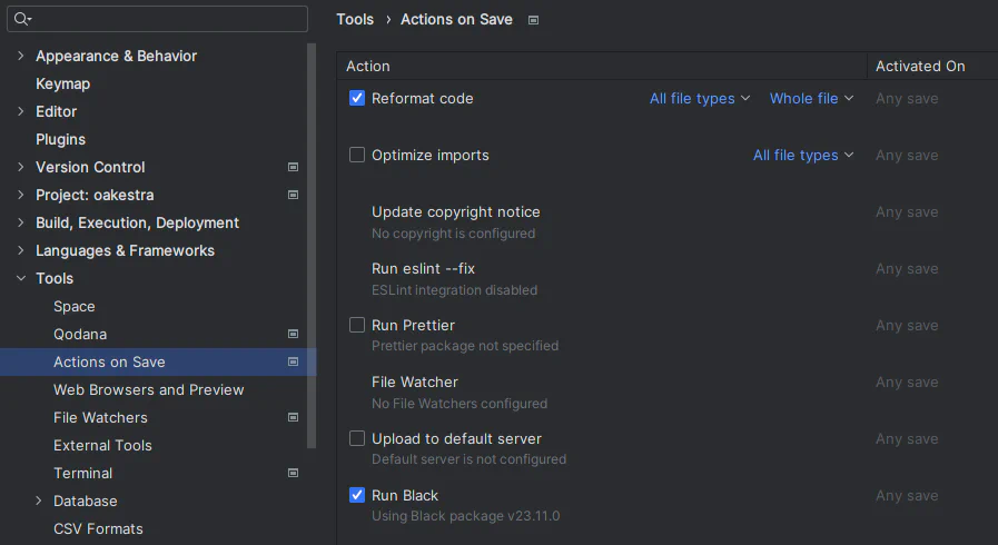 PyCharm BlackConnect