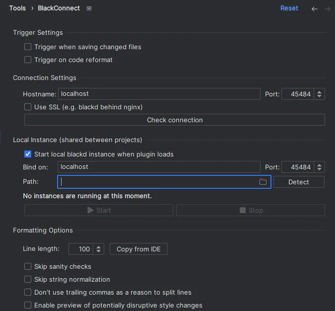 PyCharm BlackConnect