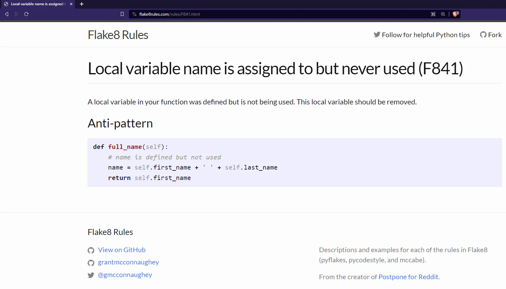 Flake error online lookup