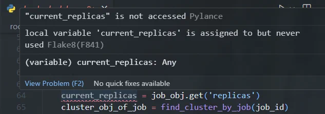 Example of flake8 VSCode highlighting